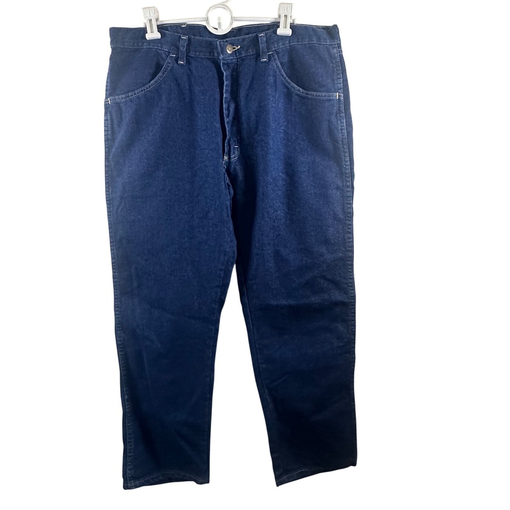 Wrangler Five Star Premium Denim Mens Relaxed Fit Dark Wash Blue Jeans